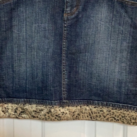 Cache Vintage Denim Skirt w/ Leopard/Lace/Crystal Embellishments - Picture 7 of 11